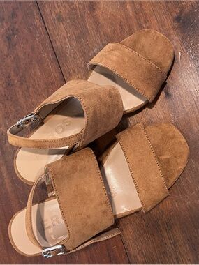 AEROSOLES Tan Suede Double-Band Slingback Sandals